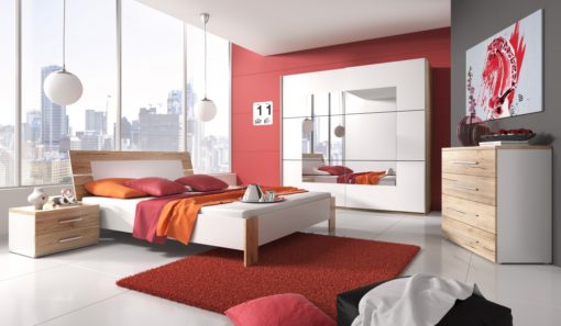 Moderní dvoubarevná ložnice Eunice 2 s šatní skříní