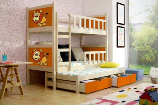 Oranžová patrová postel s přistýlkou Evita 22