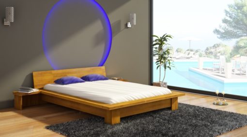 Dřevěná postel s nočními stolky Turid